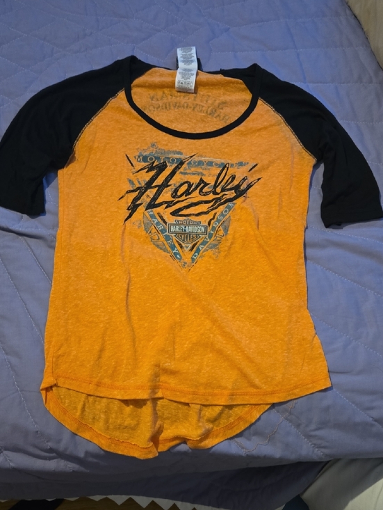 Harley-Davidson Tops - Harley-Davidson Orange Tee with Black Raglan Sleeves